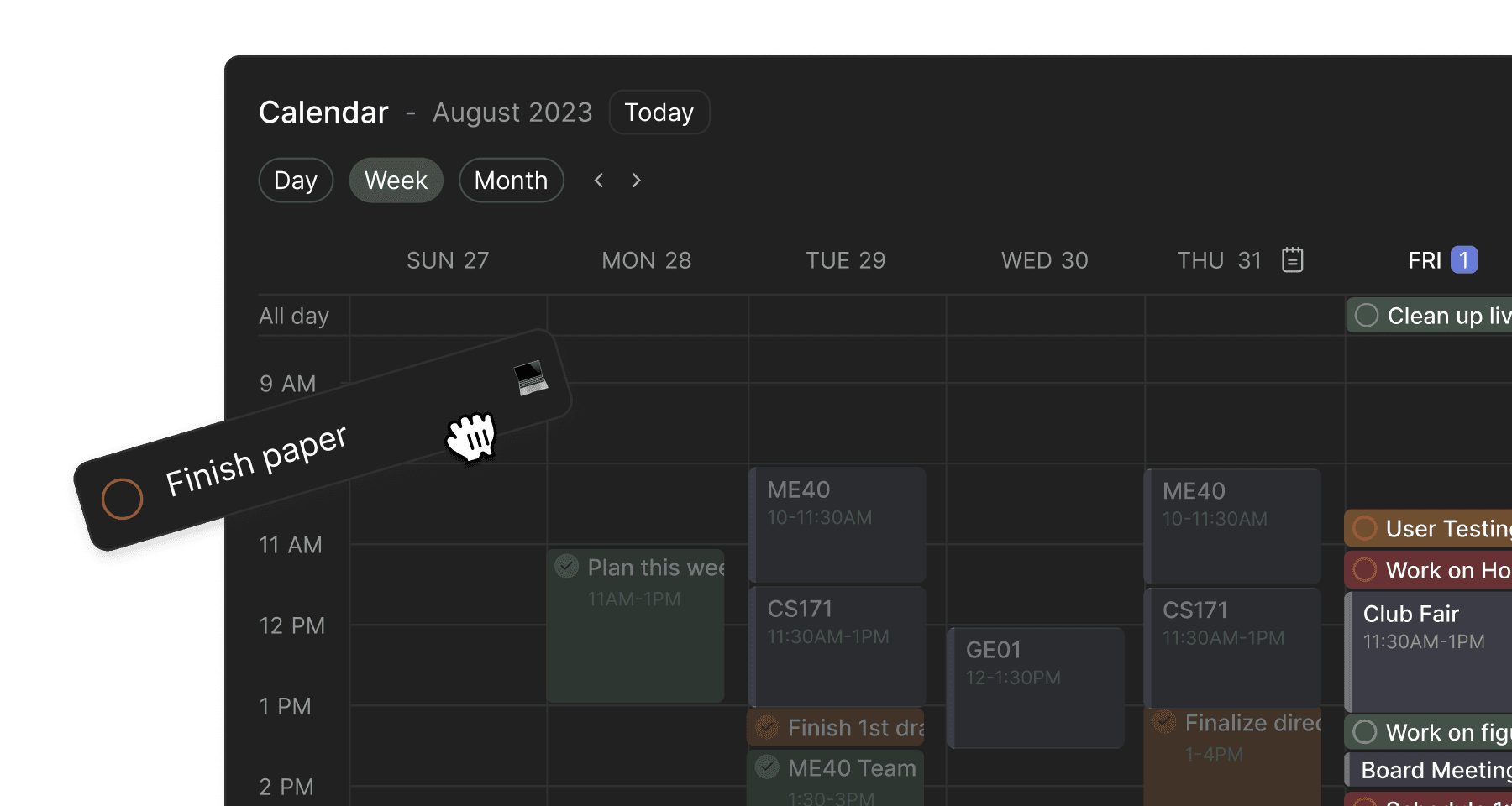 Drag block to calendar
